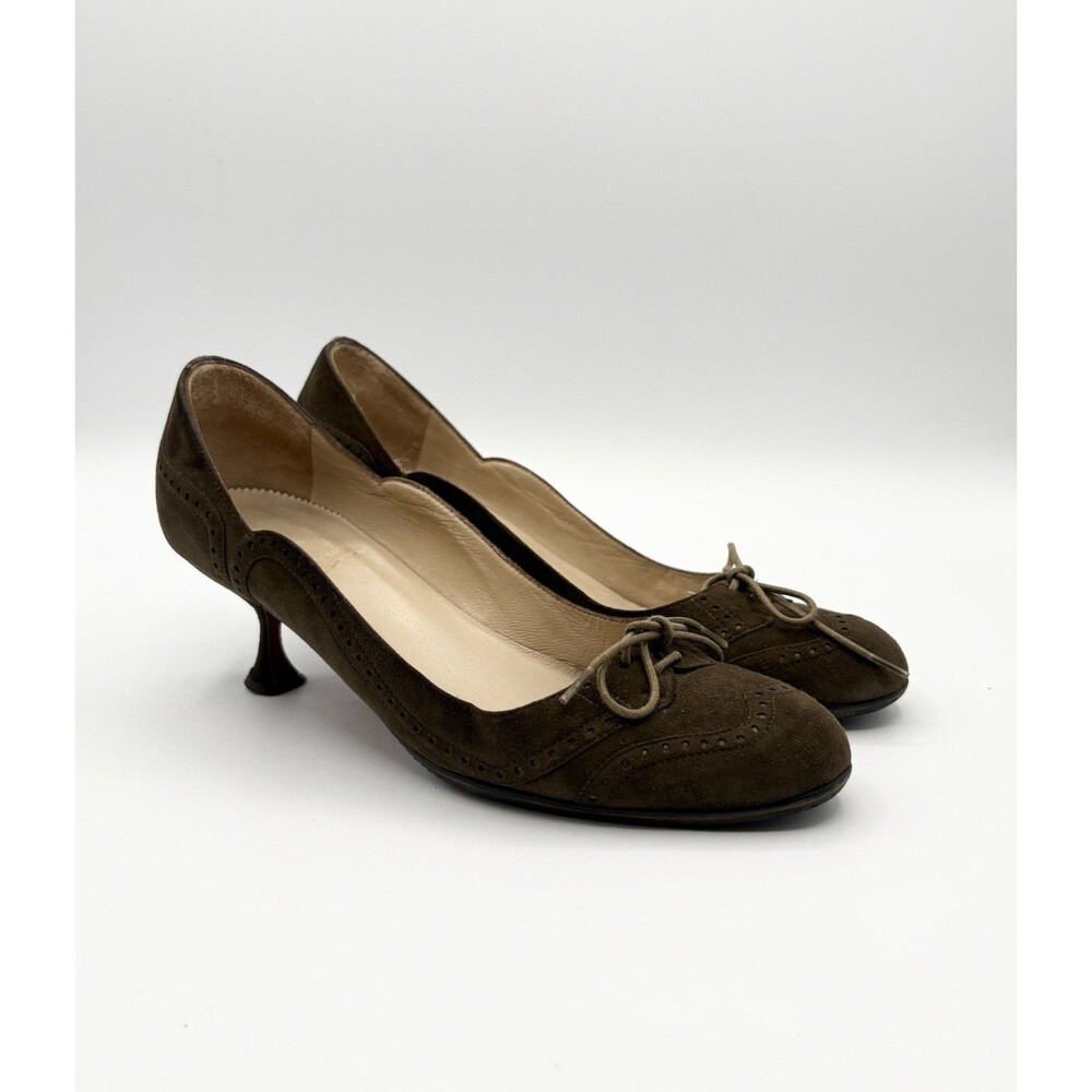 Christian Louboutin Brown Suede Ballet Style Kitten Heels Vintage EU 36